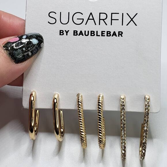 Sugarfix by Baublebar Gold Huggie Hoop Earring Set - Picture 1 of 4